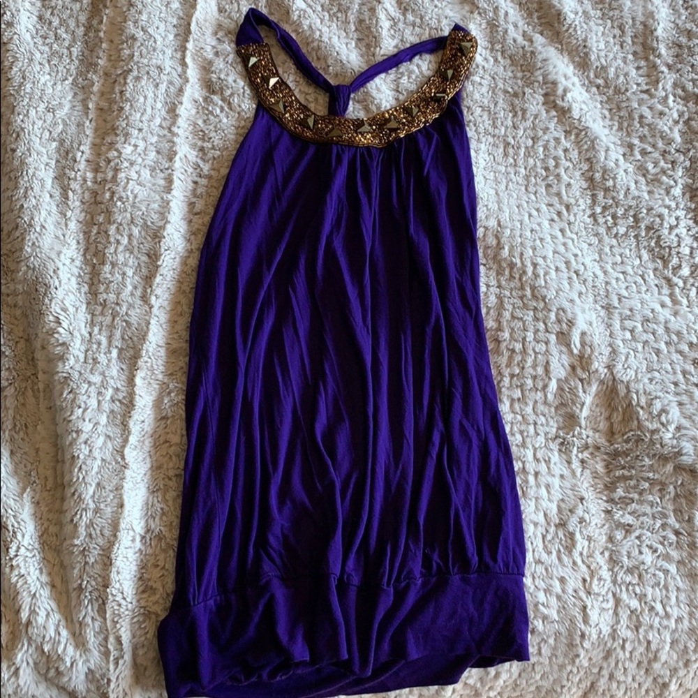 Tank top with gold neckline